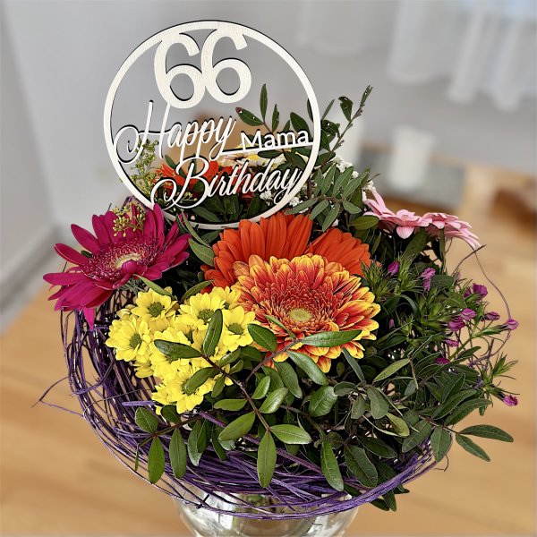 Blumenstecker personalisiert Happy Birthday